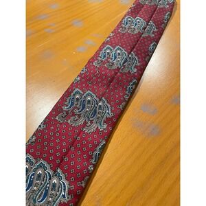 Jos A Bank Vintage Silk Cummerbund Slim Red‎ Paisley Adjustable Metal Buckle